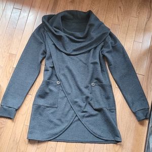 Unique Open-Front Cowl Neck Sweater